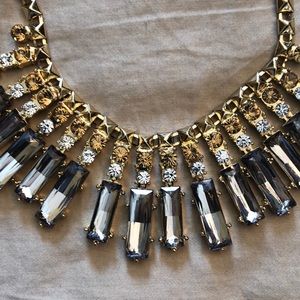 Gold crystal necklace - Gray, Gold and Clear